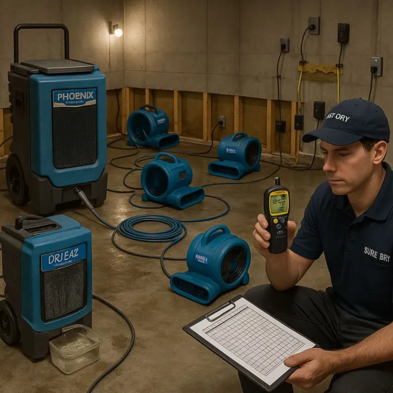 Structural Drying and Dehumidification process in Yorkshire, VA